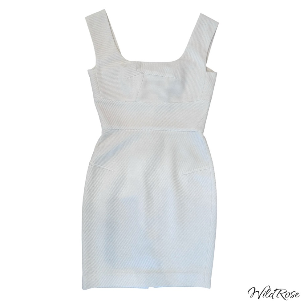 ROLAND MOURET WHITE FITTED SHEATH DRESS SZ 8 - Picture 3 of 17